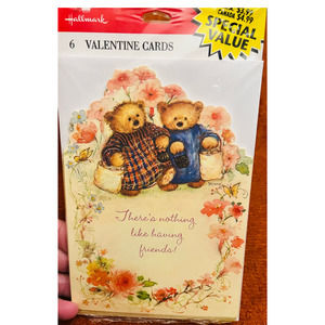 Hallmark Vintage Mary Hamilton Bear 6 Valentines cards and envelopes